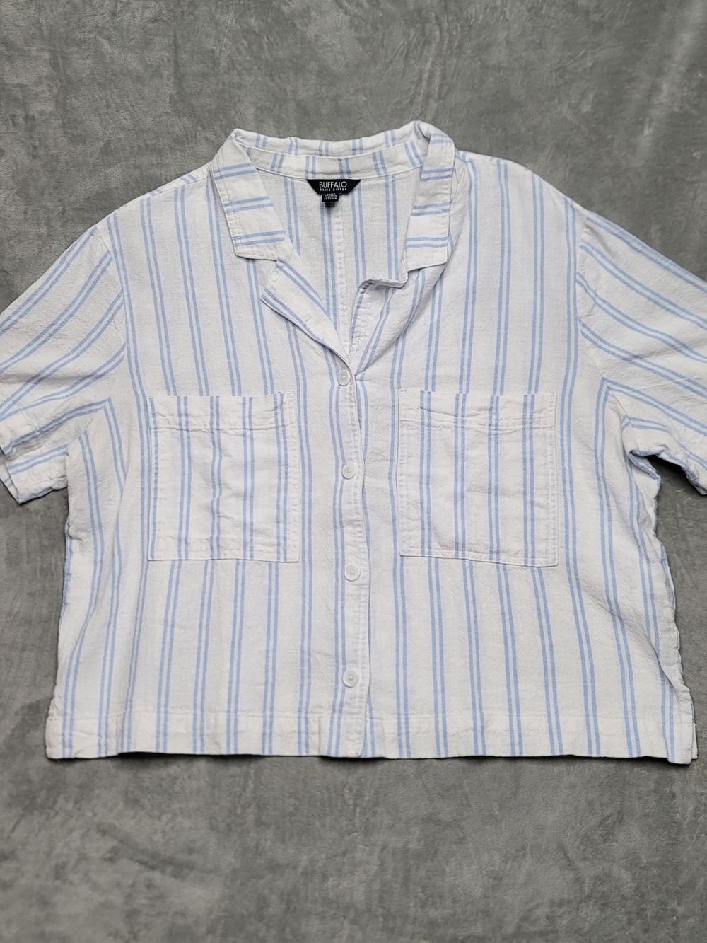 Buffalo David Bitton Linen Blend Short Sleeve Utility Button Front Shirt Utility